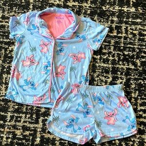 Disney Stitch Girls PJ Set. Size 6/6X🩵🩷 EUC